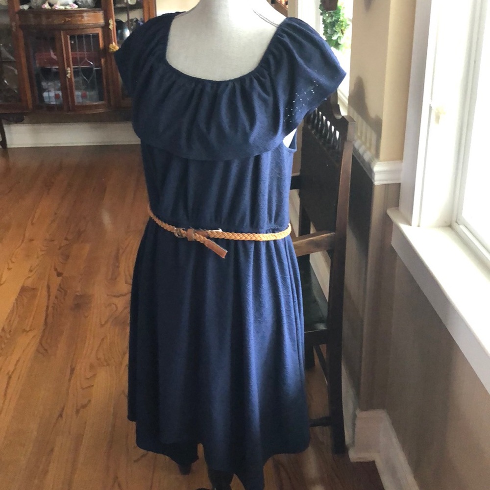 Justice off the shoulder dress with belt.